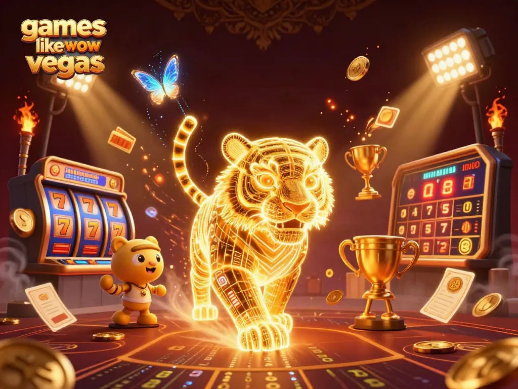 Engage with thrilling games like wow vegas at vibrant digital casinos, featuring golden energy tiger and slot machines.