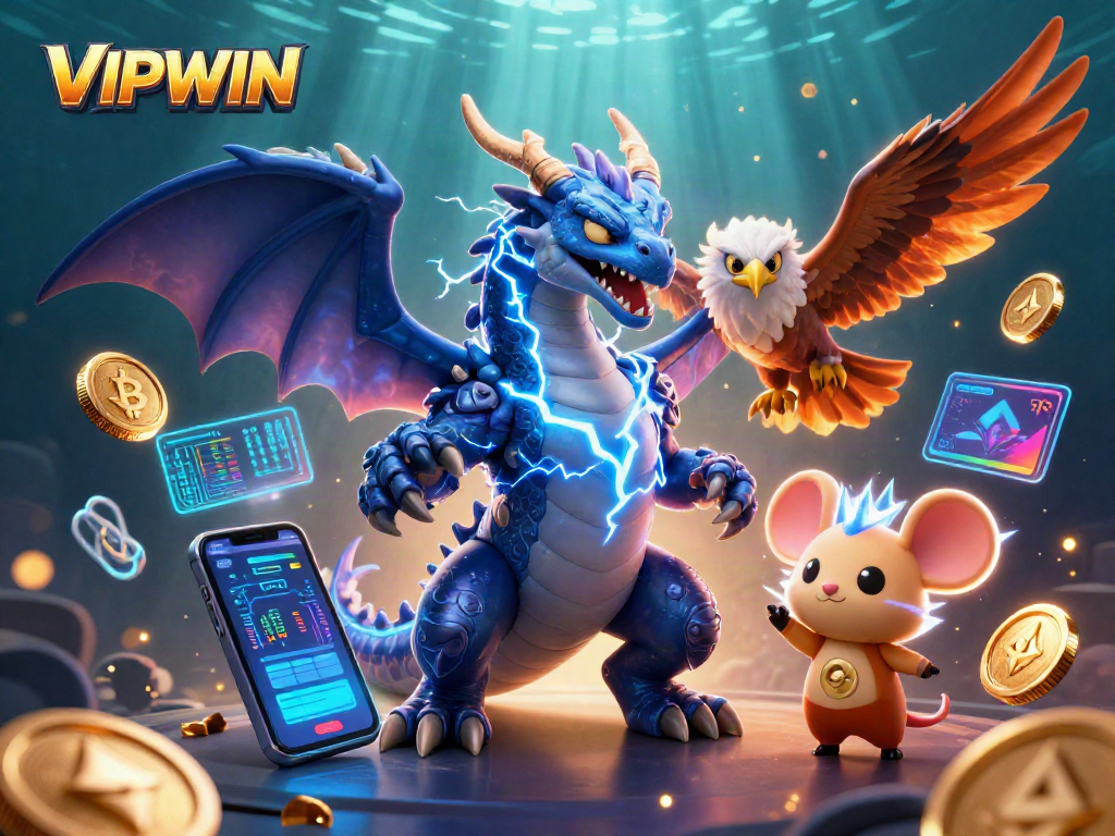 Win exciting rewards with VIPWIN while enjoying electrifying crypto-themed casino game atmosphere.