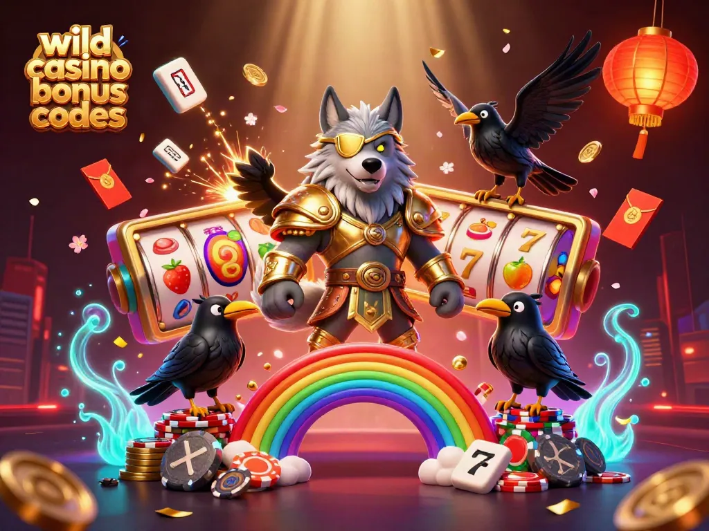 Experience wild casino bonus codes with vibrant slot reels and mythical characters in a dazzling 3D scene.