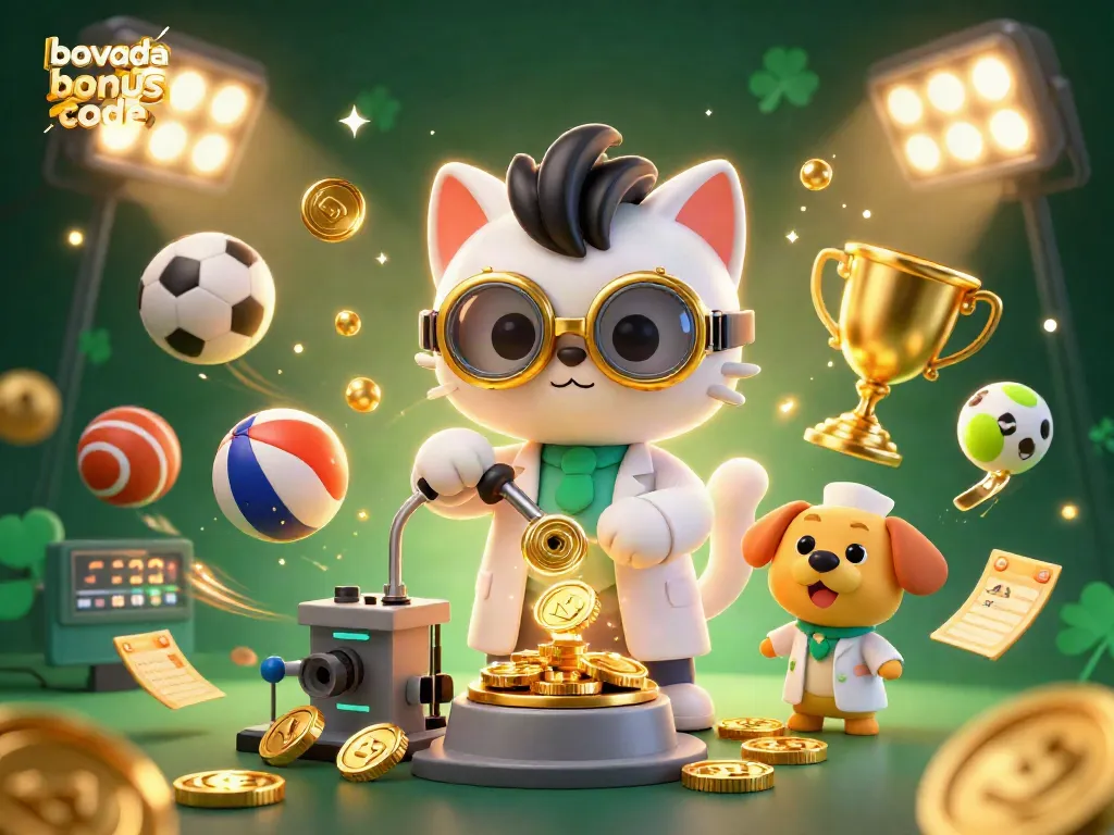 Claim bonuses using the latest bovada bonus code while celebrating with sports and gold coins.