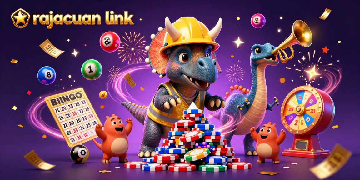 Cheerful characters create a jackpot atmosphere in the rajacuan link illustration with colorful elements.