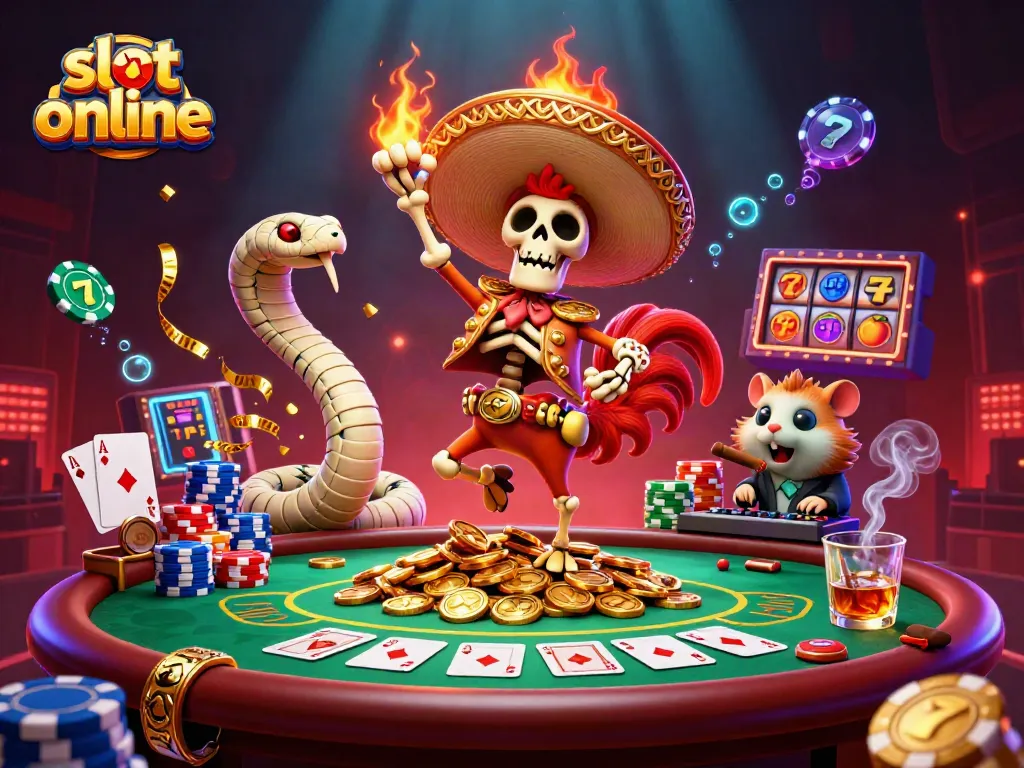 Enjoy the thrill of slot online as a mariachi rooster celebrates wins on golden coins!