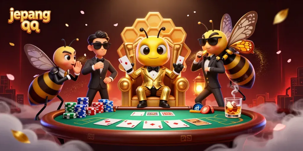 jepang qq menampilkan karakter unik pada ilustrasi kasino dengan detail yang kaya dalam suasana permainan kartu