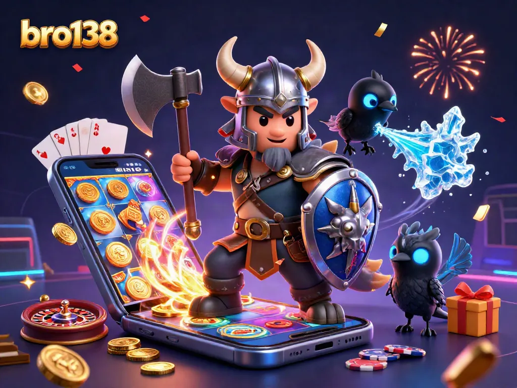 Play thrilling games at bro138, with vibrant Viking characters and exciting slot action.