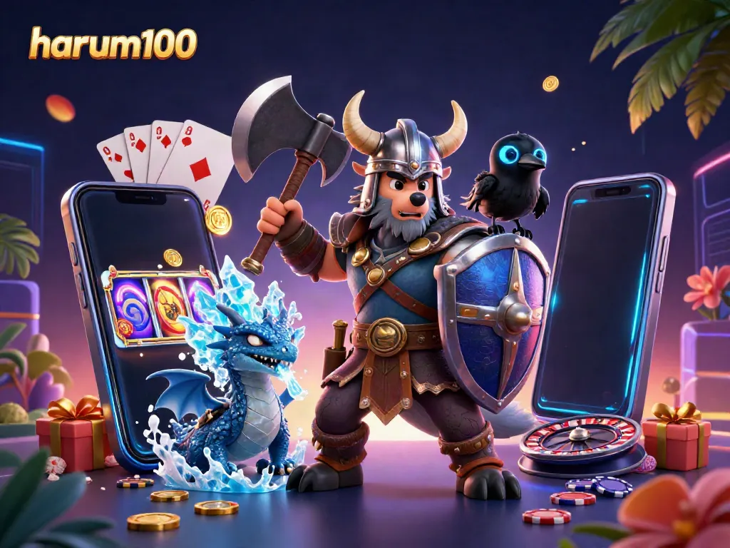 Slot online harum100 menggabungkan karakter viking dan naga dalam suasana kasino yang menyenangkan.