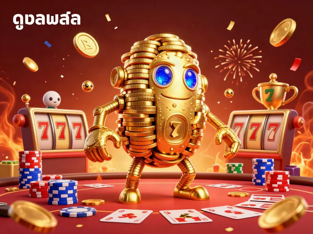 Experience live sports betting action with ดูบอลสด showcasing golden golem and dynamic poker elements in vibrant detail.
