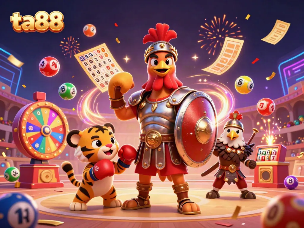 Engage in thrilling bets with ta88, visualizing a captivating online casino scene