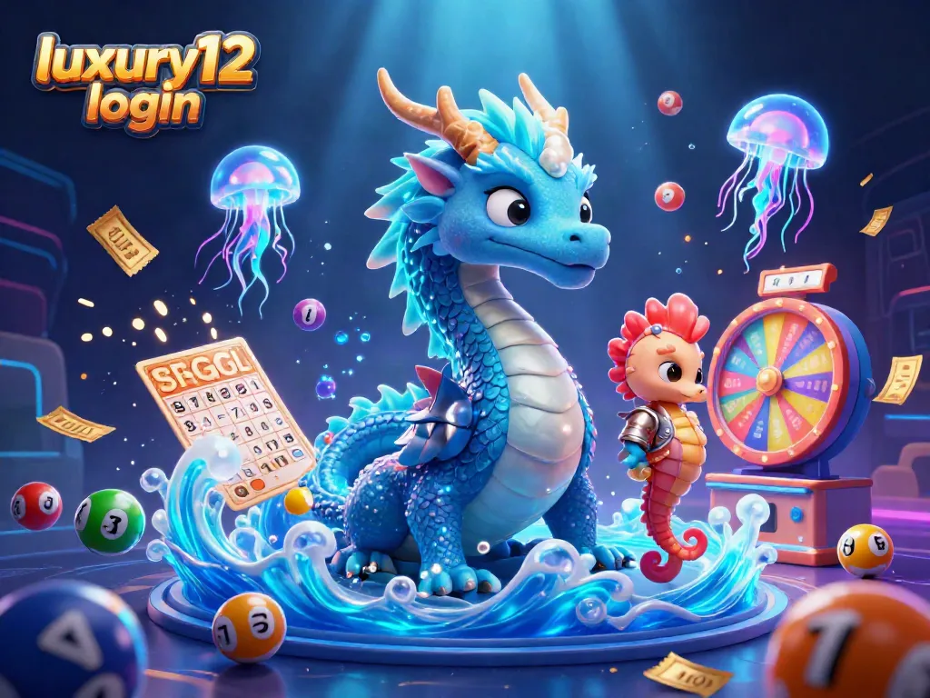 Experience the excitement of luxury12 login with a vibrant 3D casino scene filled with dynamic lottery elements.