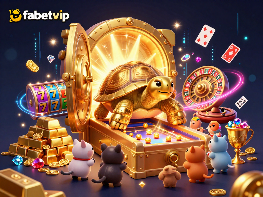 Experience the thrill at fabetvip with a vibrant casino illustration featuring dynamic gaming elements.