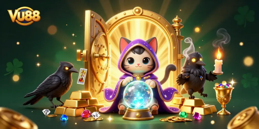 Engage in thrilling gaming adventures at VU88 with a magical atmosphere filled with gems and treasures.