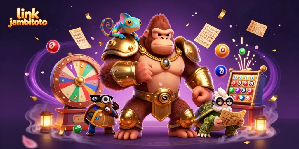 Engage with the dynamic gaming world at link jambitoto featuring a gorilla king and vibrant lottery elements.