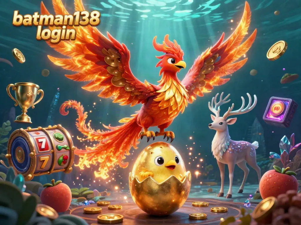 The vibrant batman138 login showcases a dynamic 3D casino illustration with a phoenix and gaming elements, highlighting excitement.