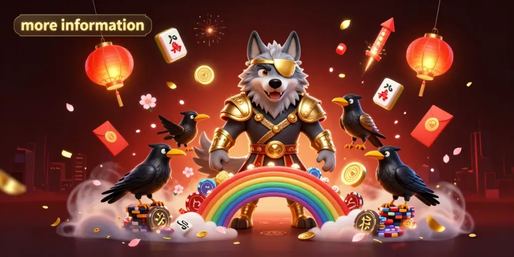 Enchanting 3D illustration showcasing Norse mythology-inspired characters and casino elements, offering more information.