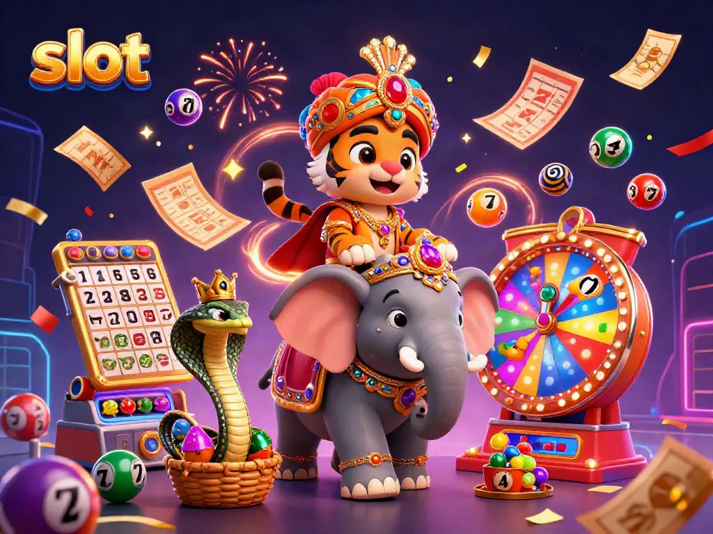 Spin slot reels with vibrant energy as the maharaja tiger and companions celebrate the thrill of winning.