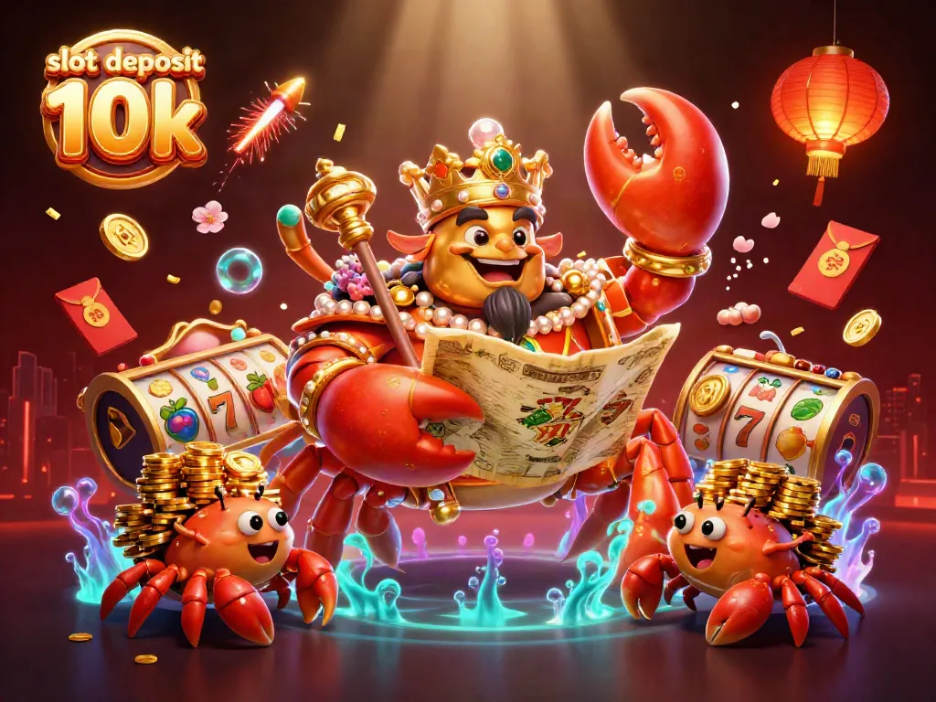 Win big with slot deposit 10k, featuring vibrant casino elements in a rich, colorful scene.
