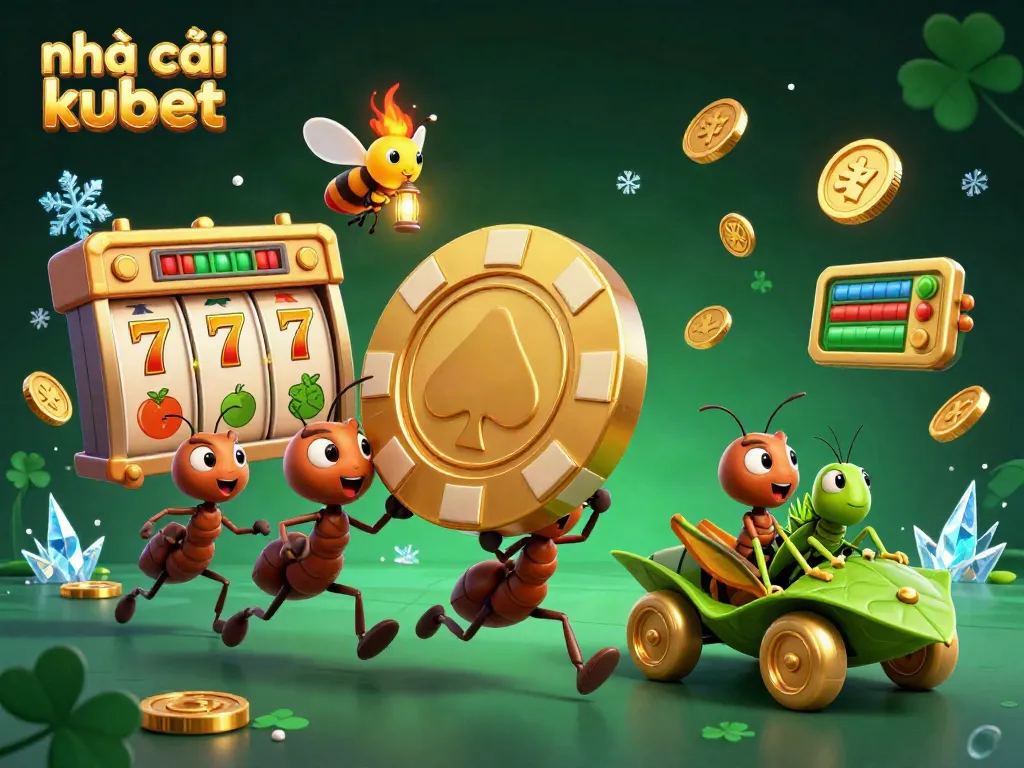 Experience the excitement of Nhà cái kubet in an ultra-detailed 3D illustration with ants on a casino heist.