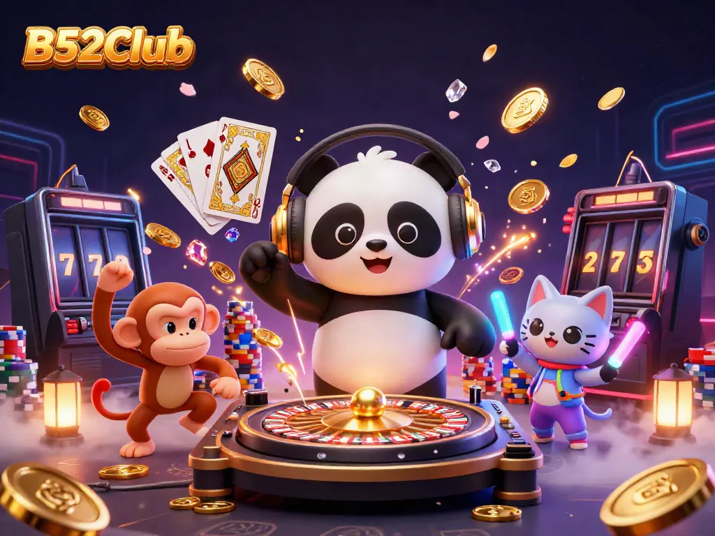 Experience thrilling gameplay with B52Club's vibrant casino scene featuring key characters and dazzling elements.