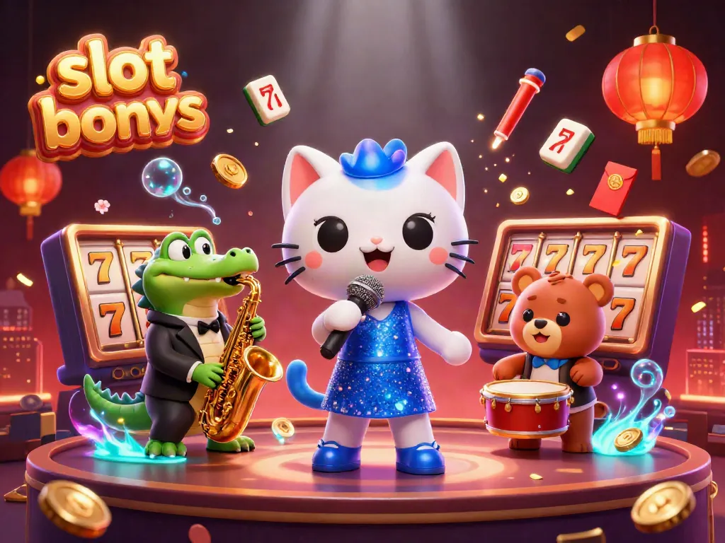 Engage with the thrilling slot bonus experience featuring lively characters amidst vibrant casino elements.