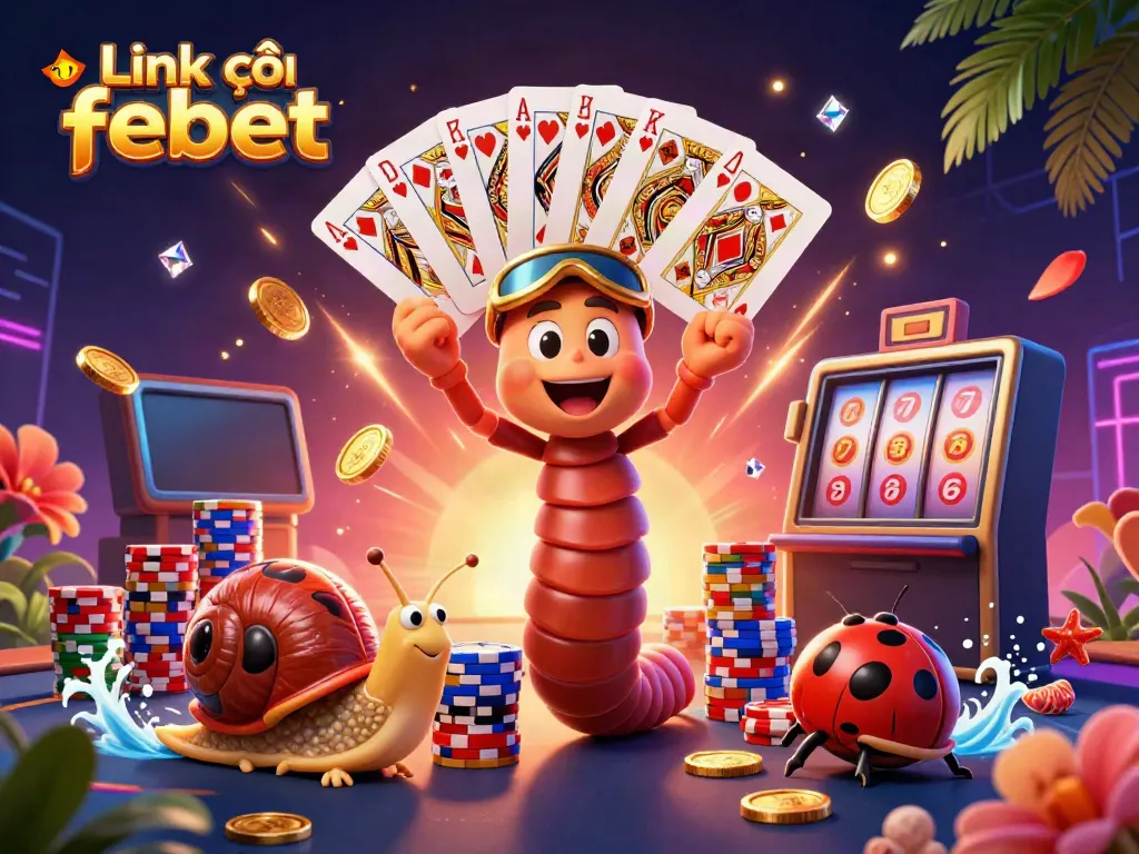Engage with excitement at Link vào febet's vibrant casino scene filled with animated characters and dazzling game elements.