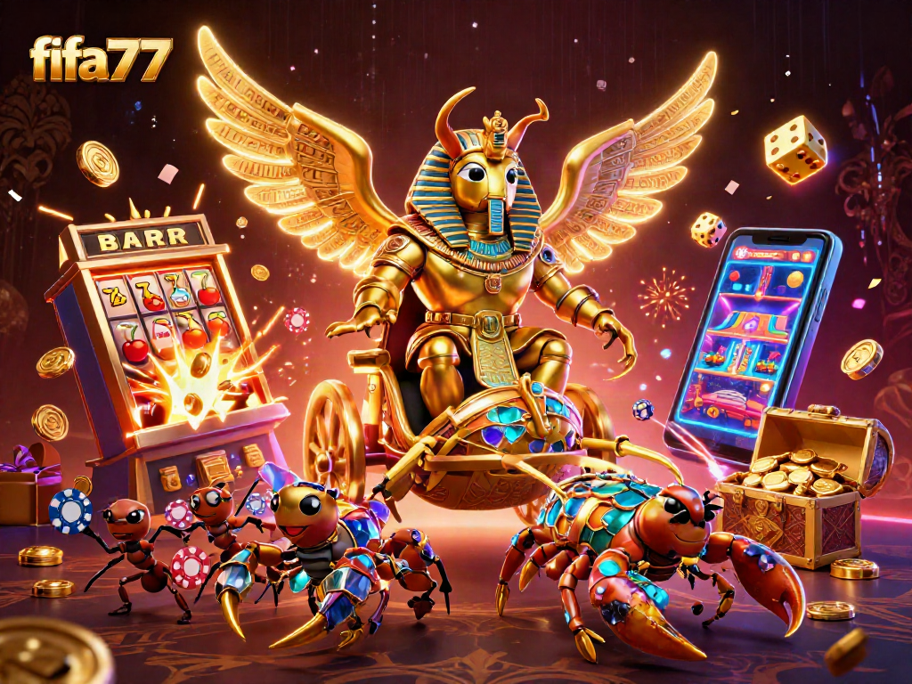 Experience thrilling wins at fifa777 with a vibrant 3D casino scene bursting with excitement.