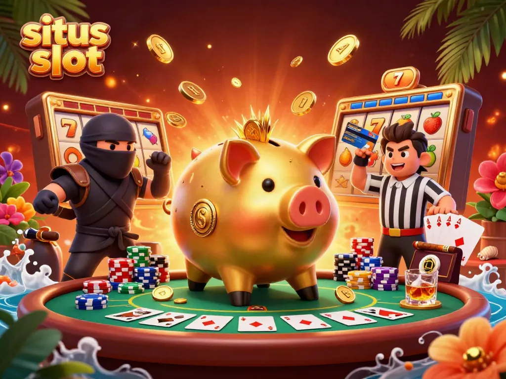 Experience dynamic gameplay in the situs slot world with a thrilling 3D showdown of cartoon characters and casino elements.