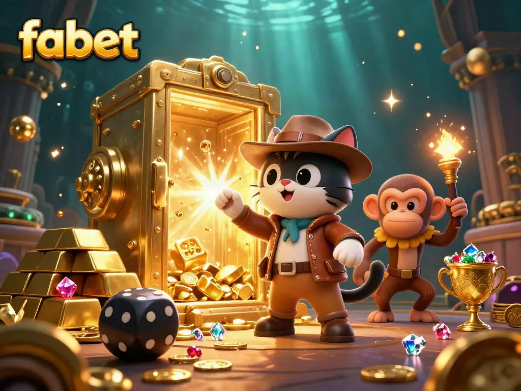 Experience fabet's thrilling casino adventure with a playful archaeologist cat discovering golden treasures.