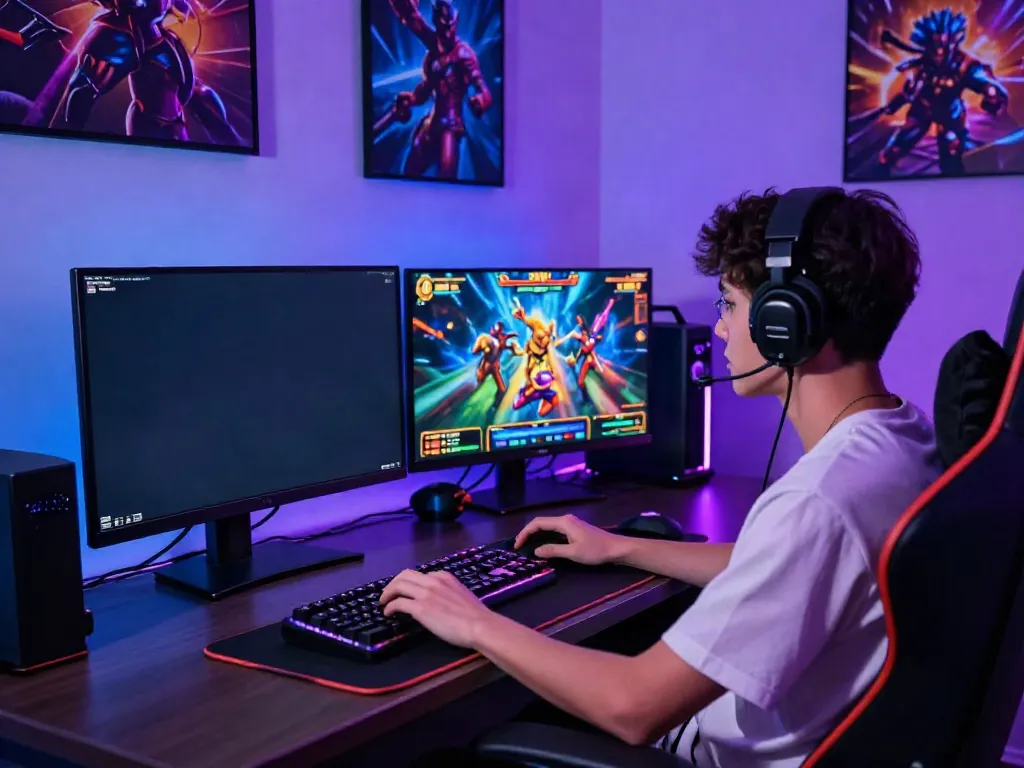 Engaging player enjoying a slot gacor thailand game experience on a vibrant gaming setup.