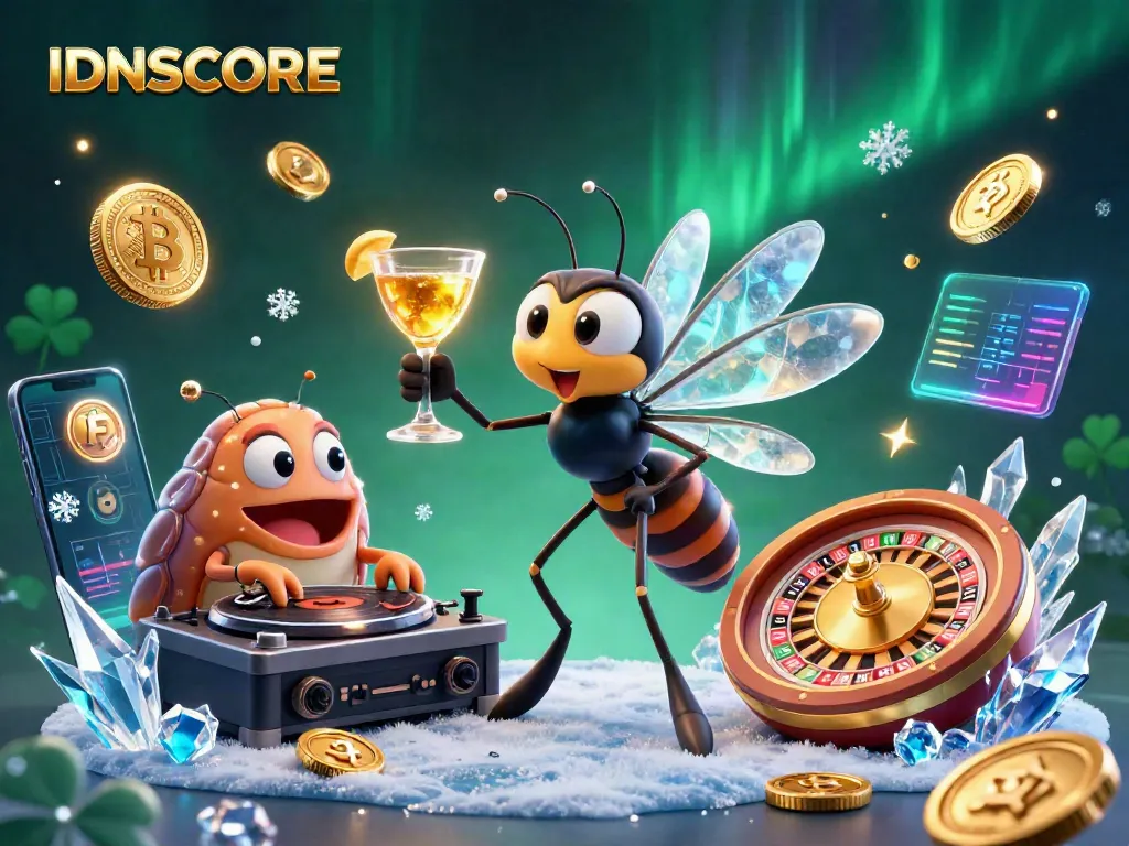 IDNSCORE empowers players with thrilling slots and jackpot action, showcasing vibrant casino elements.