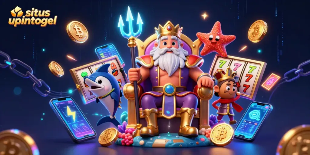 Permainan di situs upintogel ditampilkan dengan karakter 3D berwarna cerah dan elemen kasino yang menarik.