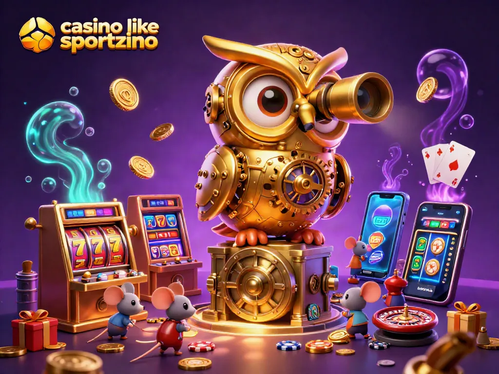 Experience the thrill at a casino like Sportzino with vibrant slot games, golden coins, and engaging characters.